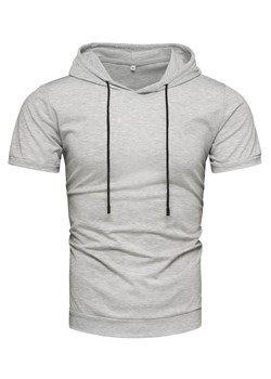 T-shirt męski szary z kapturem Recea ze sklepu Recea.pl w kategorii T-shirty męskie - zdjęcie 186195896
