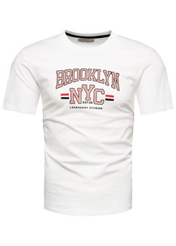 Koszulka bawełniana męska t-shirt z printem biały Recea - id: 2821 - marki Recea - 186195905 Koszulka bawełniana męska t-shirt z printem biały Recea ze sklepu Recea.pl w kategorii T-shirty męskie - zdjęcie 186195905
