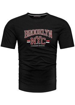 Koszulka bawełniana męska t-shirt z printem czarny Recea ze sklepu Recea.pl w kategorii T-shirty męskie - zdjęcie 186195906