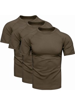 3-pak męski t-shirt khaki Recea ze sklepu Recea.pl w kategorii T-shirty męskie - zdjęcie 186195928