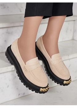 Moccasin Giulia Beżowy z Ekoskóry ze sklepu royalfashion.pl w kategorii Mokasyny damskie - zdjęcie 186195977