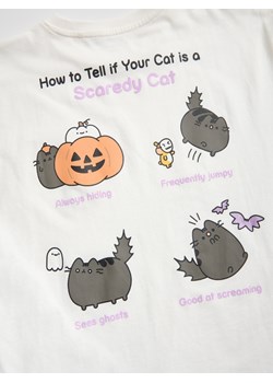 Reserved - Bawełniany t-shirt Pusheen - złamana biel - id: 469FT-01X - marki Reserved - 186198185 Reserved - Bawełniany t-shirt Pusheen - złamana biel ze sklepu Reserved w kategorii Bluzki dziewczęce - zdjęcie 186198185