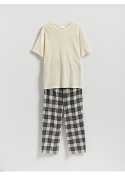 Reserved - Dwuczęściowa piżama - kremowy ze sklepu Reserved w kategorii Piżamy męskie - zdjęcie 186198926