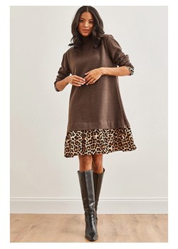 trendyol Sukienka w kolorze brązowo-beżowym ze sklepu Limango Polska w kategorii Sukienki - zdjęcie 186205699