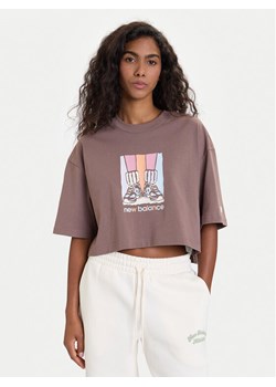 New Balance T-Shirt WT53904 Brązowy Regular Fit ze sklepu MODIVO w kategorii Bluzki damskie - zdjęcie 186205927