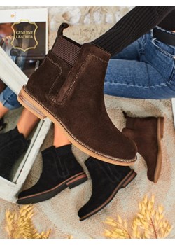 Botki damskie z naturalnego zamszu Cuoio Elegante ze sklepu royalfashion.pl w kategorii Botki - zdjęcie 186206618