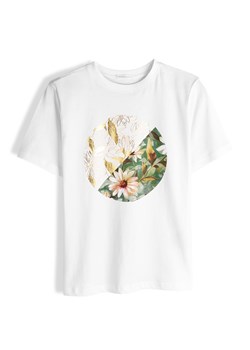 GATE Bawełniany T-shirt z mieszanym nadrukiem 34 ze sklepu gateshop w kategorii Bluzki damskie - zdjęcie 186207996