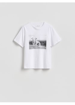 Reserved - T-shirt z nadrukiem - biały ze sklepu Reserved w kategorii Bluzki damskie - zdjęcie 186208935