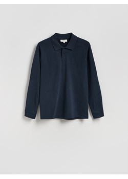 Reserved - Bawełniany longsleeve polo - granatowy ze sklepu Reserved w kategorii T-shirty męskie - zdjęcie 186210599