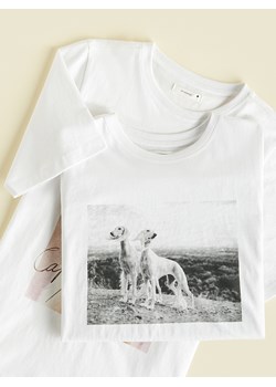 Reserved - T-shirt z nadrukiem - biały ze sklepu Reserved w kategorii Bluzki damskie - zdjęcie 186210679