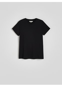 Reserved - Bawełniany t-shirt regular - czarny - id: 899BZ-99X - marki Reserved - 186210865 Reserved - Bawełniany t-shirt regular - czarny ze sklepu Reserved w kategorii Bluzki damskie - zdjęcie 186210865