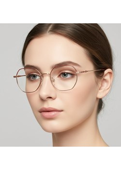 Damskie Oprawki korekcyjne sześciokątne okulary zerówki 905A złoty/czerwony ze sklepu Stylion w kategorii Oprawki do okularów damskie - zdjęcie 186214976