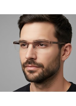 Męskie żyłkowe oprawki korekcyjne okulary zerówki 982F brązowe ze sklepu Stylion w kategorii Okulary korekcyjne męskie - zdjęcie 186214979