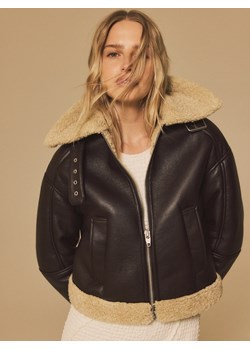 Reserved - Kurtka z imitacji skóry - ciemnobrązowy ze sklepu Reserved w kategorii Kurtki damskie - zdjęcie 186216477