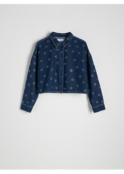 Reserved - Kurtka jeansowa z aplikacjami - granatowy - id: 9260H-59J - marki Reserved - 186217666 Reserved - Kurtka jeansowa z aplikacjami - granatowy ze sklepu Reserved w kategorii Kurtki damskie - zdjęcie 186217666