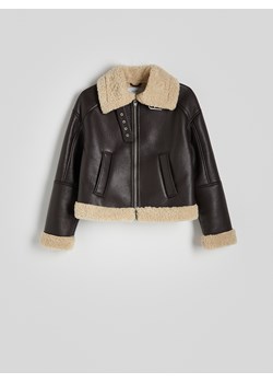 Reserved - Kurtka z imitacji skóry - ciemnobrązowy ze sklepu Reserved w kategorii Kurtki damskie - zdjęcie 186217805
