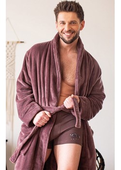 Elegancki szlafrok męski o klasycznym kroju brązowy MGL 255, Kolor brązowy, Rozmiar M/L, Key ze sklepu Intymna w kategorii Szlafroki męskie - zdjęcie 186218685