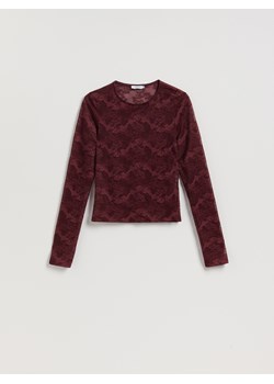Reserved - Koronkowy longsleeve - bordowy ze sklepu Reserved w kategorii Bluzki damskie - zdjęcie 186220077