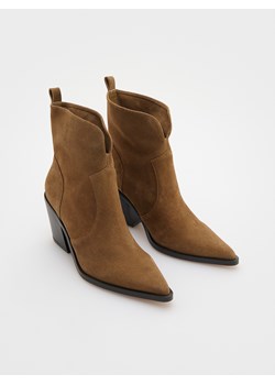 Reserved - Skórzane botki - brązowy ze sklepu Reserved w kategorii Botki - zdjęcie 186220509