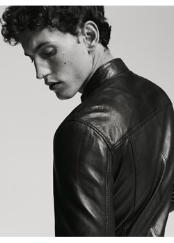 Reserved - Skórzana kurtka ze stójką - ciemnobrązowy ze sklepu Reserved w kategorii Kurtki męskie - zdjęcie 186222405