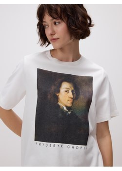 Reserved - T-shirt z nadrukiem - złamana biel ze sklepu Reserved w kategorii Bluzki damskie - zdjęcie 186222468