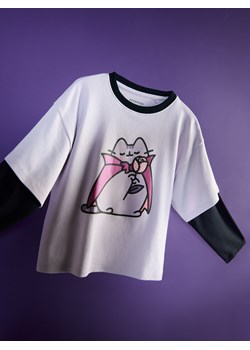 Reserved - Bluzka z łączonych materiałów Pusheen - lawendowy ze sklepu Reserved w kategorii Bluzki dziewczęce - zdjęcie 186224789