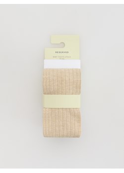 Reserved - Bawełniane rajstopy 2 pack - złamana biel ze sklepu Reserved w kategorii Rajstopy dziecięce - zdjęcie 186225288