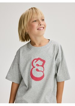Reserved - Bawełniany t-shirt oversize - jasnoszary ze sklepu Reserved w kategorii T-shirty chłopięce - zdjęcie 186227698