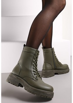 Zielone Botki za Kostkę na Grubej Podeszwie Lumine ze sklepu born2be.pl w kategorii Workery damskie - zdjęcie 186231635