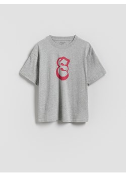 Reserved - Bawełniany t-shirt oversize - jasnoszary ze sklepu Reserved w kategorii T-shirty chłopięce - zdjęcie 186232059