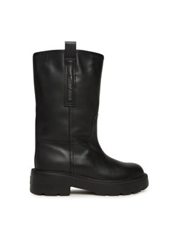 Tommy Jeans Botki Tjw Leather Mid Tubular Boot EN0EN02834 Czarny ze sklepu MODIVO w kategorii Botki - zdjęcie 186233457