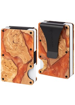 Aluminiowe etui z klipsem na karty kredytowe (drewno + pomarańczowa żywica) ze sklepu Koruma ID Protection w kategorii Portfele męskie - zdjęcie 186242395