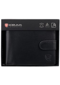 Zapinany portfel męski skórzany na karty zbliżeniowe i monety (czarny) ze sklepu Koruma ID Protection w kategorii Portfele męskie - zdjęcie 186242507