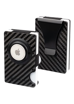 Aluminiowe etui na karty z miejscem na AirTag od Apple (czarny, karbon) ze sklepu Koruma ID Protection w kategorii Etui - zdjęcie 186242515