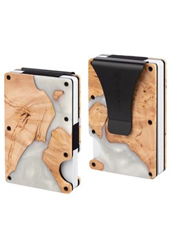 Aluminiowe etui z klipsem na karty kredytowe (drewno + biała żywica) ze sklepu Koruma ID Protection w kategorii Etui - zdjęcie 186242848