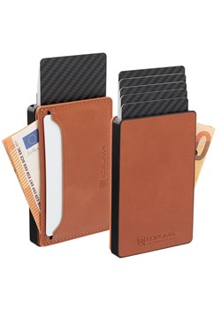 Aluminiowy portfel na karty + etui skórzane z magsafe (brąz) ze sklepu Koruma ID Protection w kategorii Etui - zdjęcie 186242937