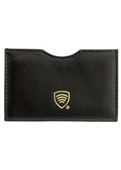 Etui ze skóry blokujące kartę płatniczą RFID ze złotym logo (Czarny) ze sklepu Koruma ID Protection w kategorii Etui - zdjęcie 186243349