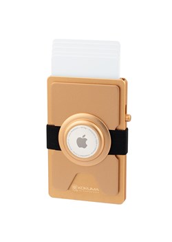 Metalowy portfel z wysuwanymi kartami i miejscem na AirTag od Apple (złoty) ze sklepu Koruma ID Protection w kategorii Portfele męskie - zdjęcie 186243469