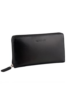 Skórzany portfel damski zapinany na zamek z ochroną RFID  (Czarny) ze sklepu Koruma ID Protection w kategorii Portfele damskie - zdjęcie 186243535