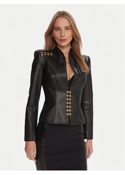 Elisabetta Franchi Kurtka z imitacji skóry GI-187-57E2-V680 Czarny Slim Fit ze sklepu MODIVO w kategorii Kurtki damskie - zdjęcie 186247876