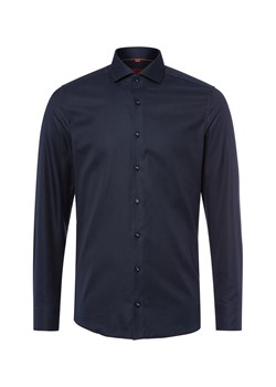 Finshley & Harding Koszula męska - non-iron Mężczyźni Slim Fit Bawełna granatowy wypukły wzór tkaniny ze sklepu vangraaf w kategorii Koszule męskie - zdjęcie 186249166
