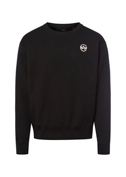 Alpha Industries Bluza męska - Studio Waffle Mężczyźni Bawełna czarny wypukły wzór tkaniny ze sklepu vangraaf w kategorii Bluzy męskie - zdjęcie 186249169