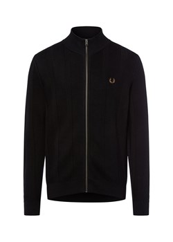 Fred Perry Męski kardigan Mężczyźni Bawełna czarny jednolity ze sklepu vangraaf w kategorii Swetry męskie - zdjęcie 186249187