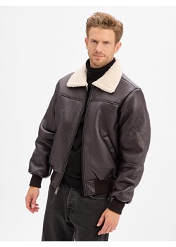 Alpha Industries Męska kurtka z imitacji skóry Mężczyźni Sztuczne włókno czarny jednolity ze sklepu vangraaf w kategorii Kurtki męskie - zdjęcie 186249235
