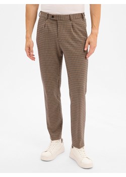 Finshley & Harding London Męskie spodnie garniturowe - Hudson Mężczyźni Regular Fit Sztuczne włókno brązowy wzorzysty ze sklepu vangraaf w kategorii Spodnie męskie - zdjęcie 186249257