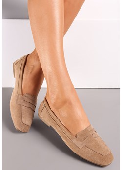 Ciemnobeżowe Płaskie Mokasyny z Imitacji Zamszu Testis ze sklepu born2be.pl w kategorii Mokasyny damskie - zdjęcie 186254488
