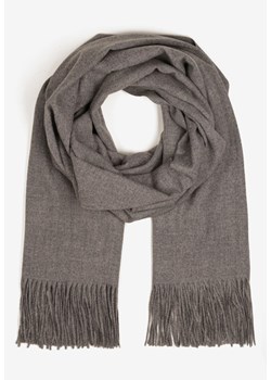 Szary Szalik Długi z Frędzlami z Domieszką Wełny Torilisa ze sklepu born2be.pl w kategorii Szaliki i chusty damskie - zdjęcie 186254538
