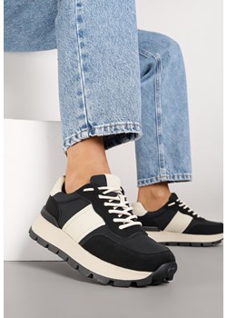Czarno-Beżowe Sneakersy na Grubej Podeszwie Ellitte ze sklepu born2be.pl w kategorii Buty sportowe damskie - zdjęcie 186254558