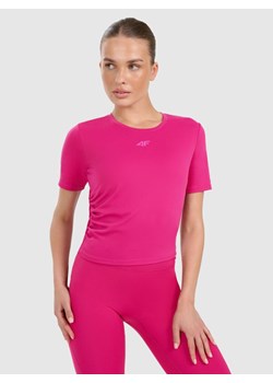 Damski crop top do jogi i pilatesu 4F 4FWAW25TFTSF1524 - różowy ze sklepu Sportstylestory.com w kategorii Bluzki damskie - zdjęcie 186263195