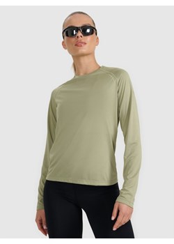 Damski longsleeve do biegania 4F 4FWAW25TFLOF415 - oliwkowy ze sklepu Sportstylestory.com w kategorii Bluzki damskie - zdjęcie 186263385